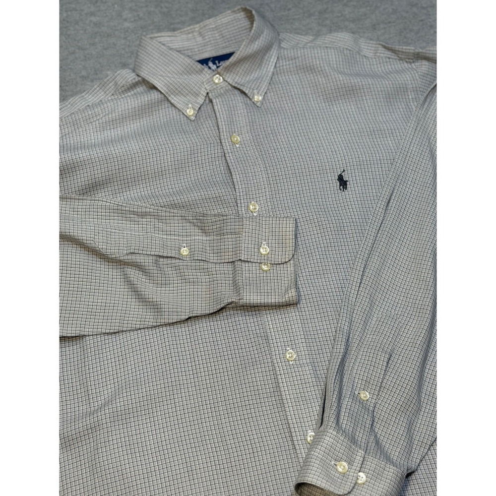 Ralph Lauren Yarmouth Mens 15 32/33 Gray Micro Check Cotton Dress Shirt
